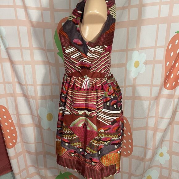 Anthropologie Pankaj & Nidhi Size 6 Silk Boho Embroidered Fit & Flare Mini Dress - Picture 11 of 12